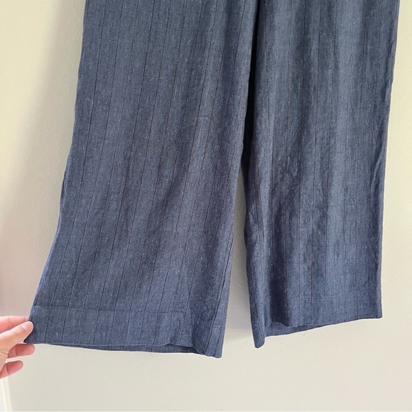 J. Jill Linen Women’s Jenna Stretch Belted Wide Leg Crop Pants Blue Size Small - Picture 8 of 10